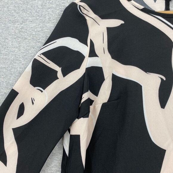 Shein Dress Womens Extra Small 2 Black White Graphic Print Long Sleeve - Picture 9 of 14